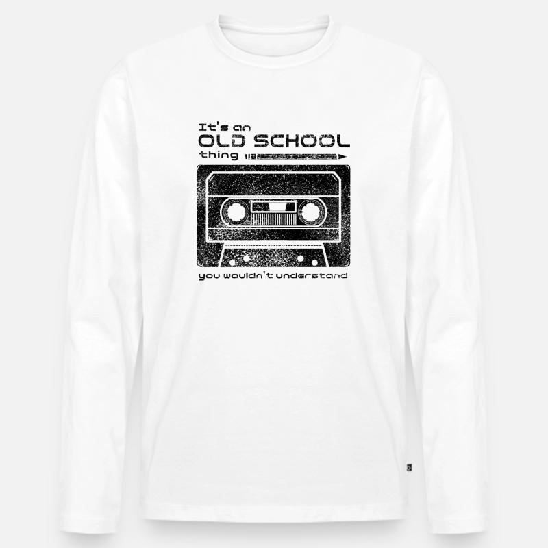 Old School Tape Trick - Männer Premium Bio Langarmshirt - Weiß