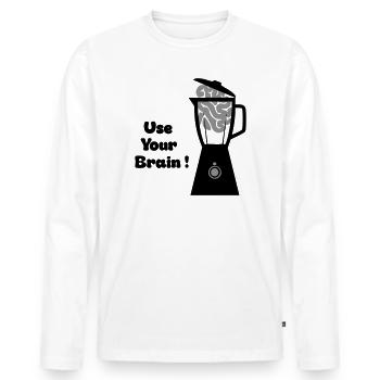 Use Your Brain - Men's Premium Organic Long Sleeve Shirt - white - Front - Nico (187cm)