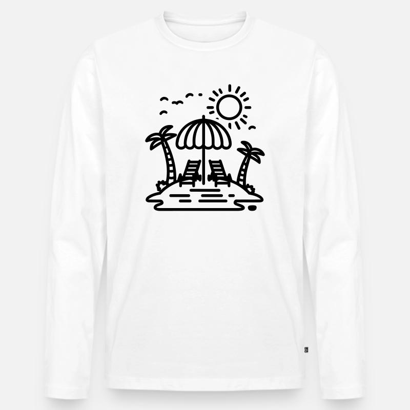 Strand - Männer Premium Bio Langarmshirt - Weiß