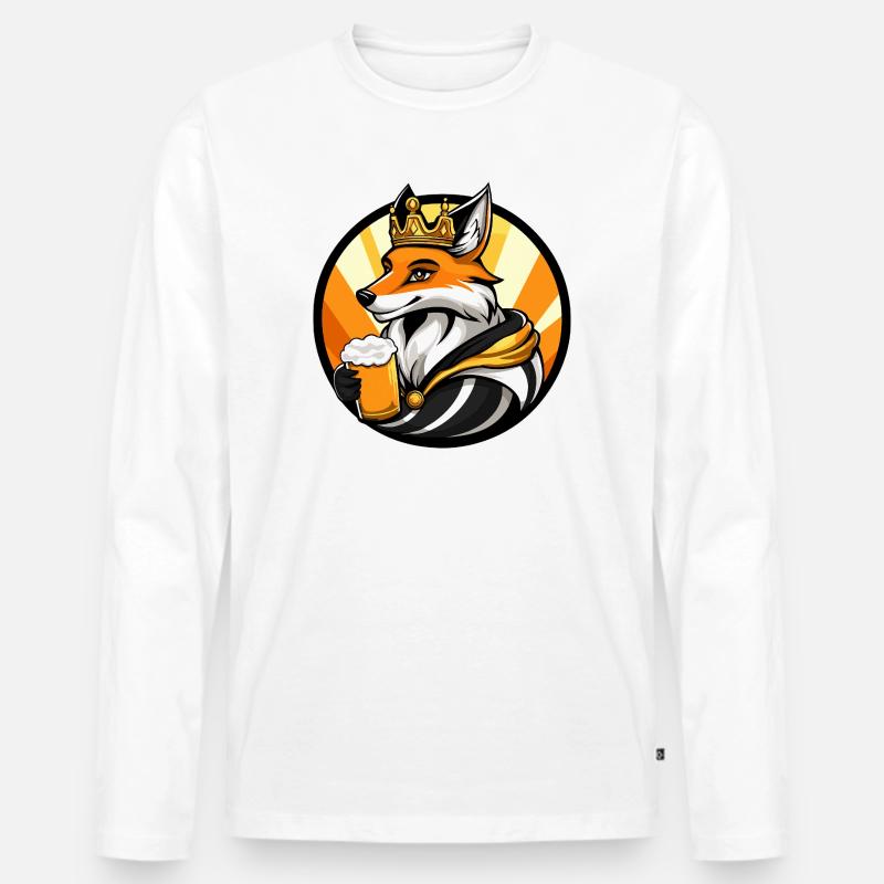 Fuchs Bier Lustig - Männer Premium Bio Langarmshirt - Weiß