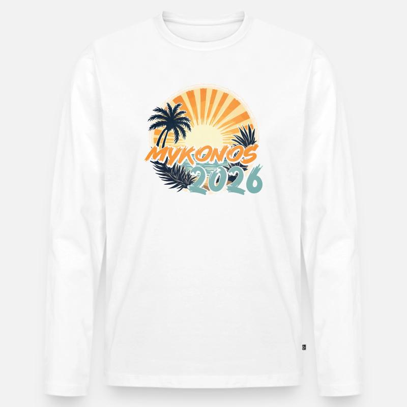 Mykonos 2026 - Männer Premium Bio Langarmshirt - Weiß