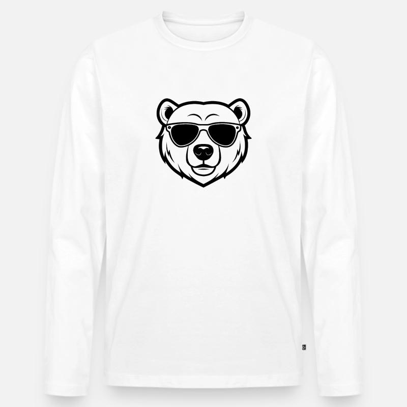 Eisbärengesicht - Männer Premium Bio Langarmshirt - Weiß