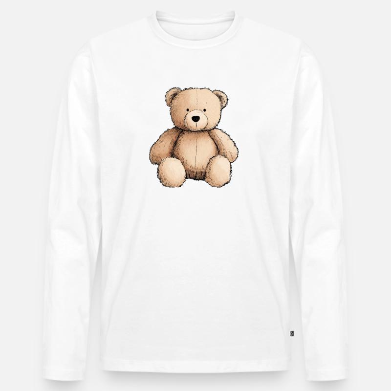 Teddybär, Teddybär, Stofftier - Männer Premium Bio Langarmshirt - Weiß