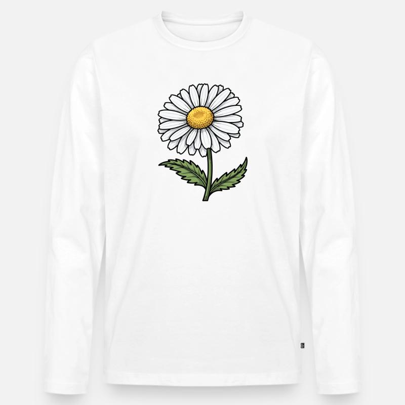 Gänseblümchen - Männer Premium Bio Langarmshirt - Weiß