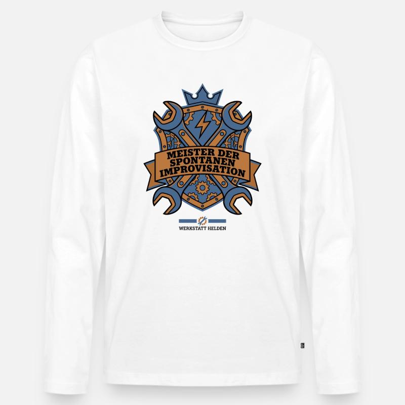 Handwerker Improvisation Wappen Design - Männer Premium Bio Langarmshirt - Weiß