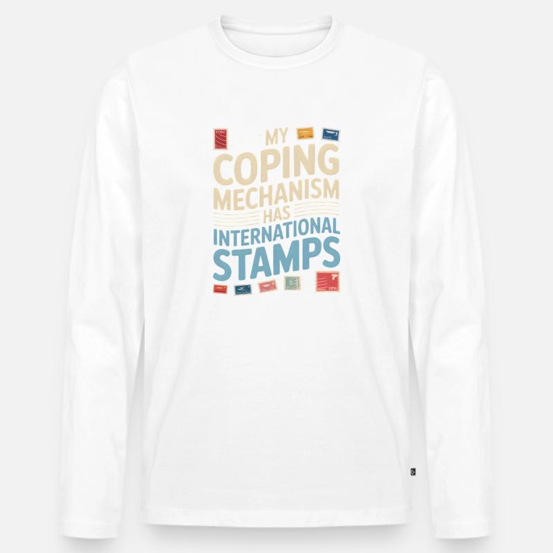 Briefmarken helfen | Postcrossing - Männer Premium Bio Langarmshirt - Weiß