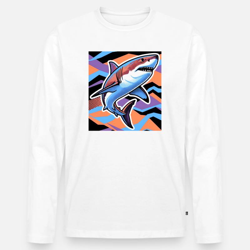 Hai - Männer Premium Bio Langarmshirt - Weiß