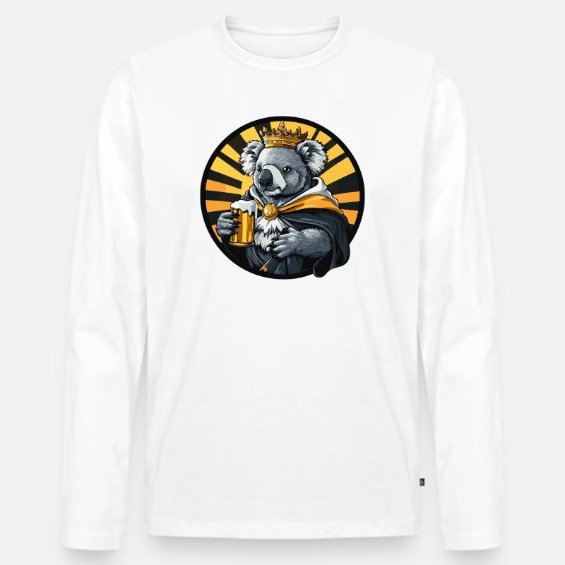 Koala Bier Lustig - Männer Premium Bio Langarmshirt - Weiß