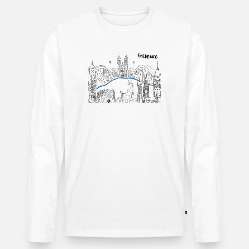 Freiburg Skyline  - Männer Premium Bio Langarmshirt - Weiß