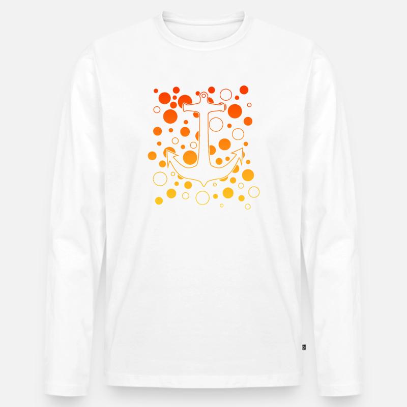 Leuchtender Anker mit Bubbles - Männer Premium Bio Langarmshirt - Weiß