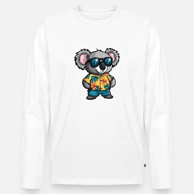 Koala Comic Urlaub - Männer Premium Bio Langarmshirt - Weiß