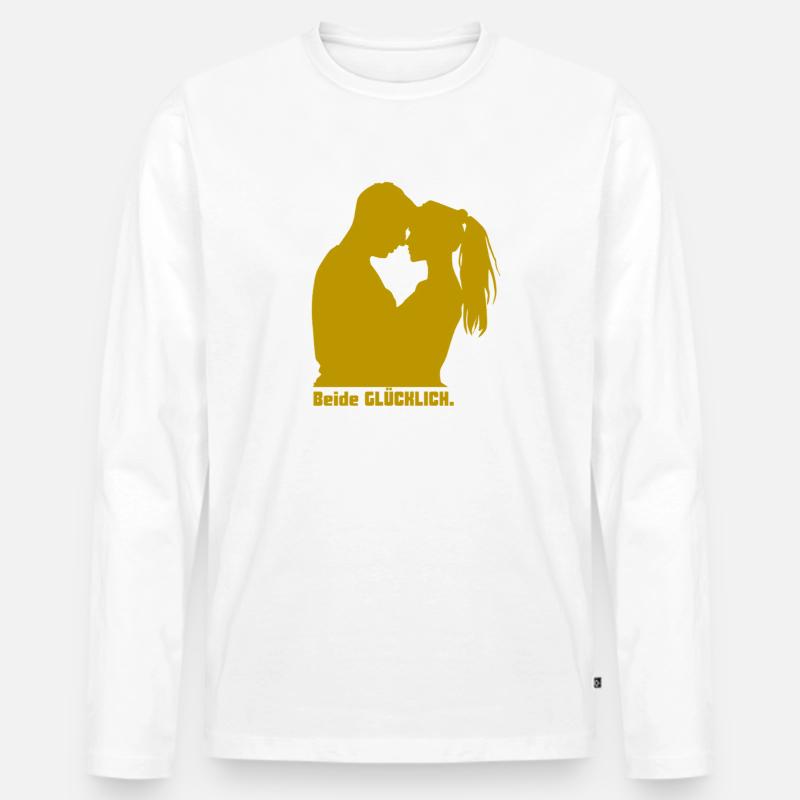 Beide Glücklich Kuss Silhouette - Männer Premium Bio Langarmshirt - Weiß