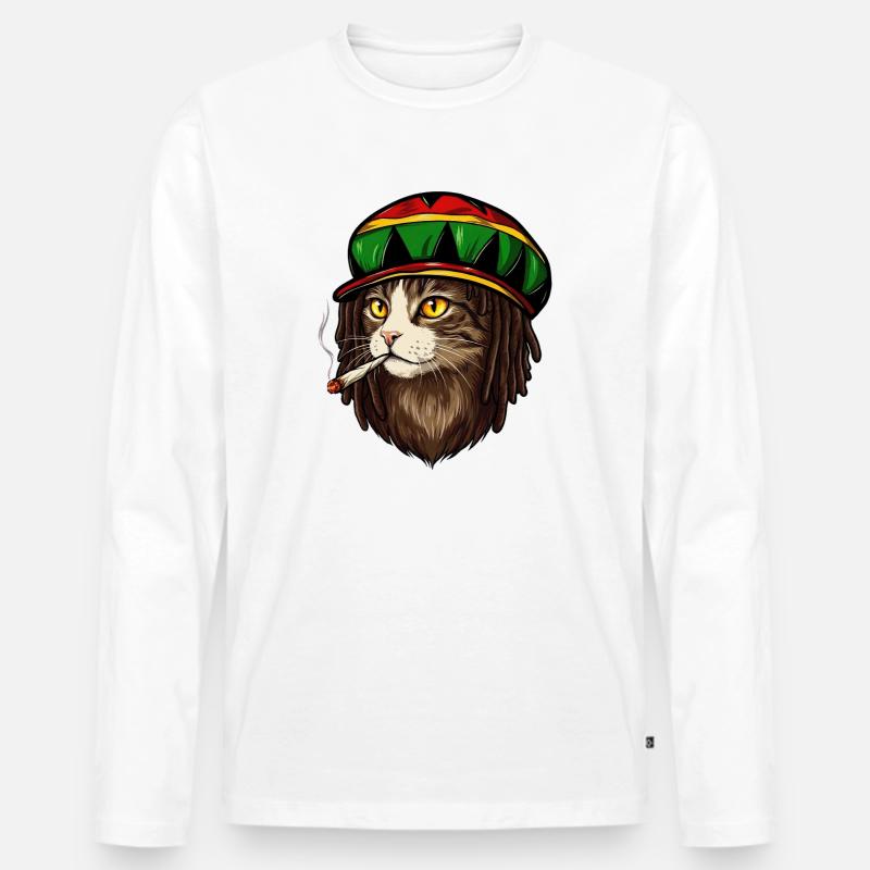 Rasta-Katze - Männer Premium Bio Langarmshirt - Weiß