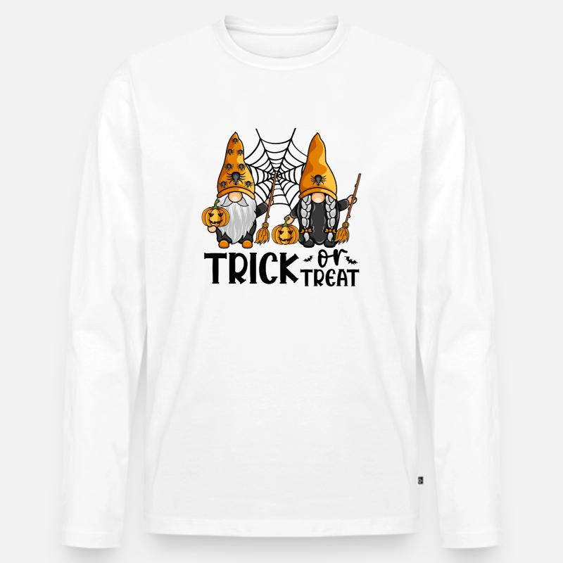 Halloween-Gnome zum Süßes-oder-Saures-Treffen - Männer Premium Bio Langarmshirt - Weiß