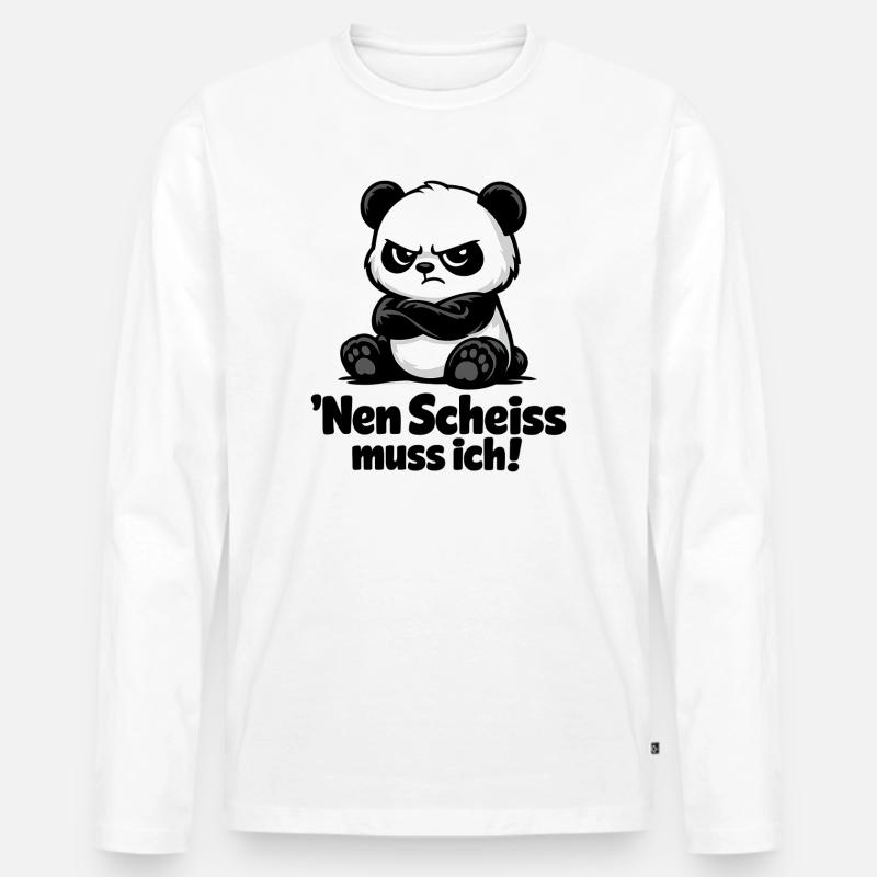 Nen Scheiss Muss Ich Panda - Männer Premium Bio Langarmshirt - Weiß