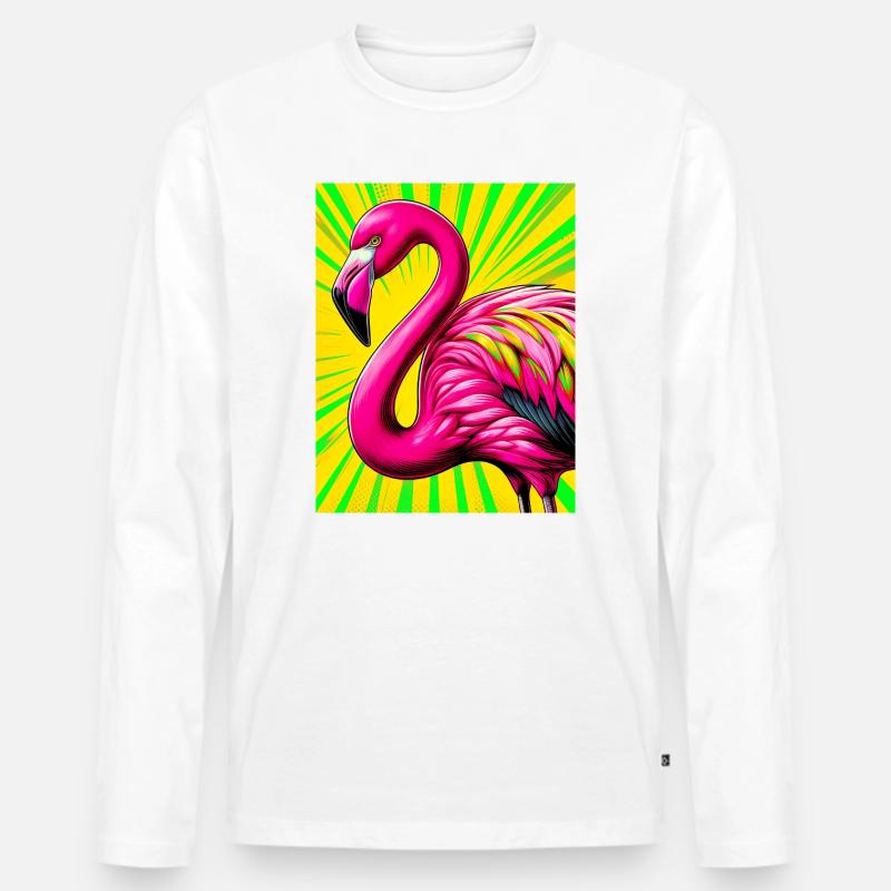 Flamingo - Männer Premium Bio Langarmshirt - Weiß
