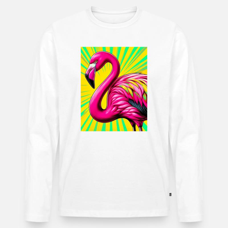 Flamingo - Männer Premium Bio Langarmshirt - Weiß