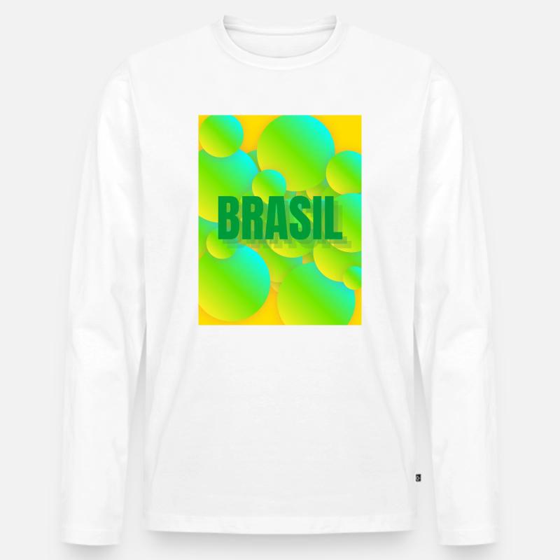 Brasil Neon Blasen Design - Männer Premium Bio Langarmshirt - Weiß