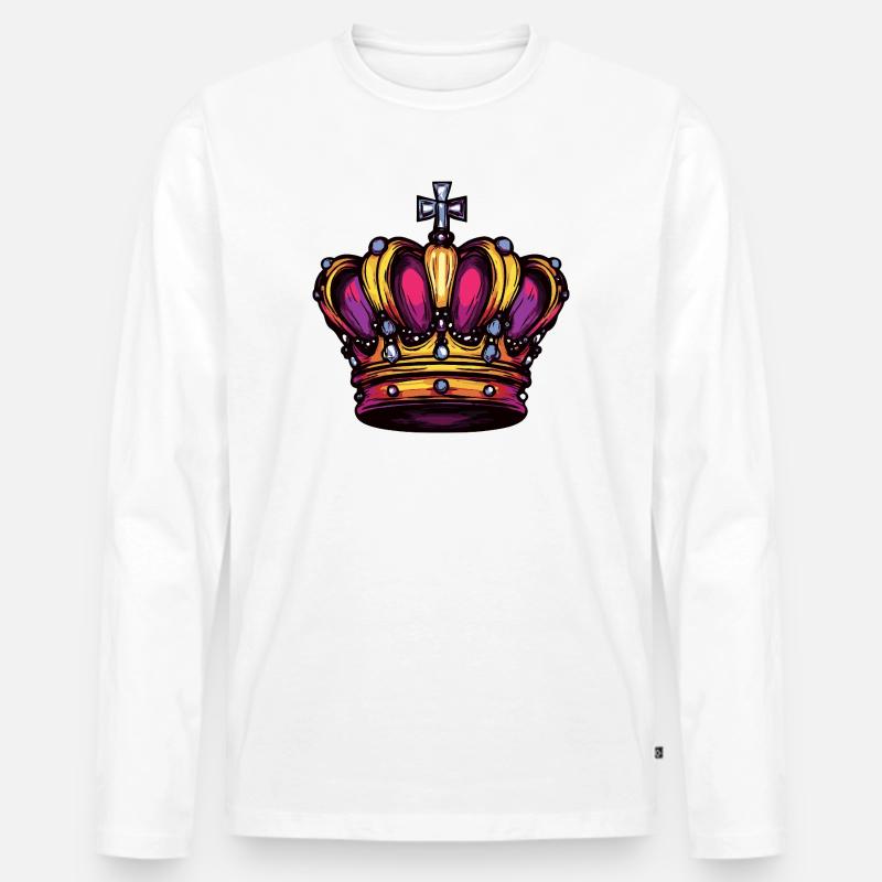 Krone Bunt Symbol - Männer Premium Bio Langarmshirt - Weiß