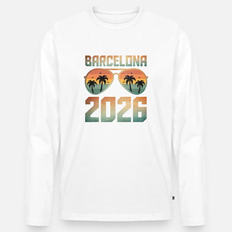Barcelona 2026 - Männer Premium Bio Langarmshirt - Weiß