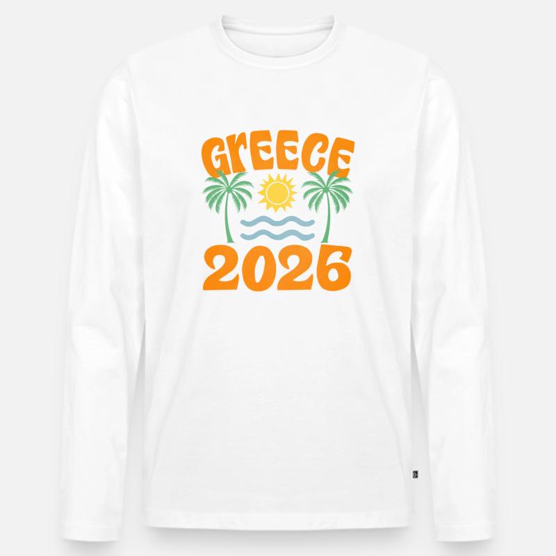 Greece 2026 - Männer Premium Bio Langarmshirt - Weiß