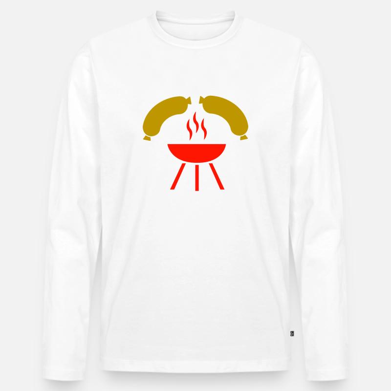 Grillen - Männer Premium Bio Langarmshirt - Weiß