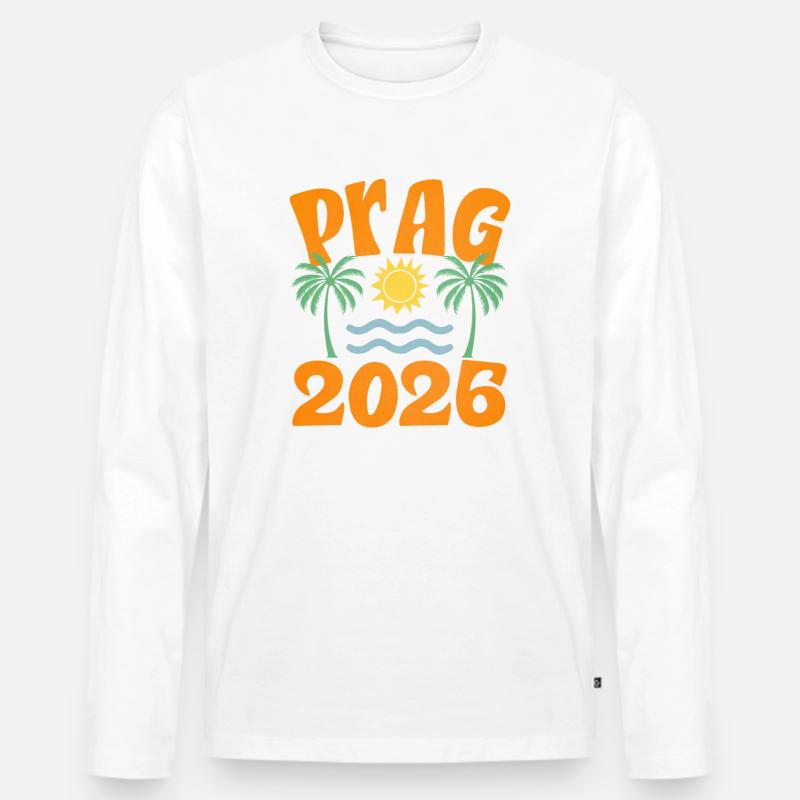 Prag 2026 - Männer Premium Bio Langarmshirt - Weiß