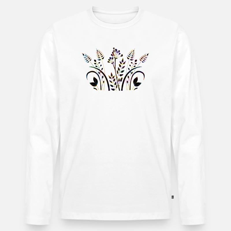 Blumen - Männer Premium Bio Langarmshirt - Weiß