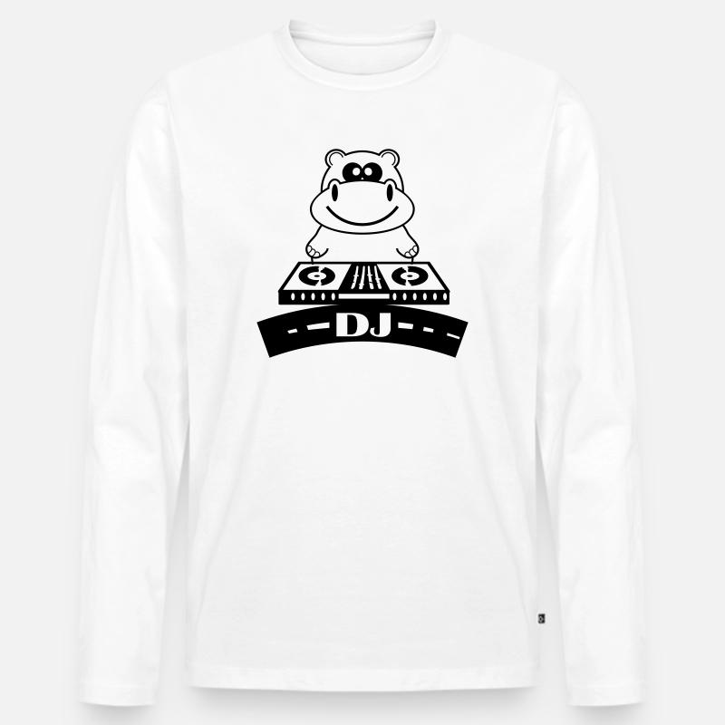 hippo_dj - Männer Premium Bio Langarmshirt - Weiß