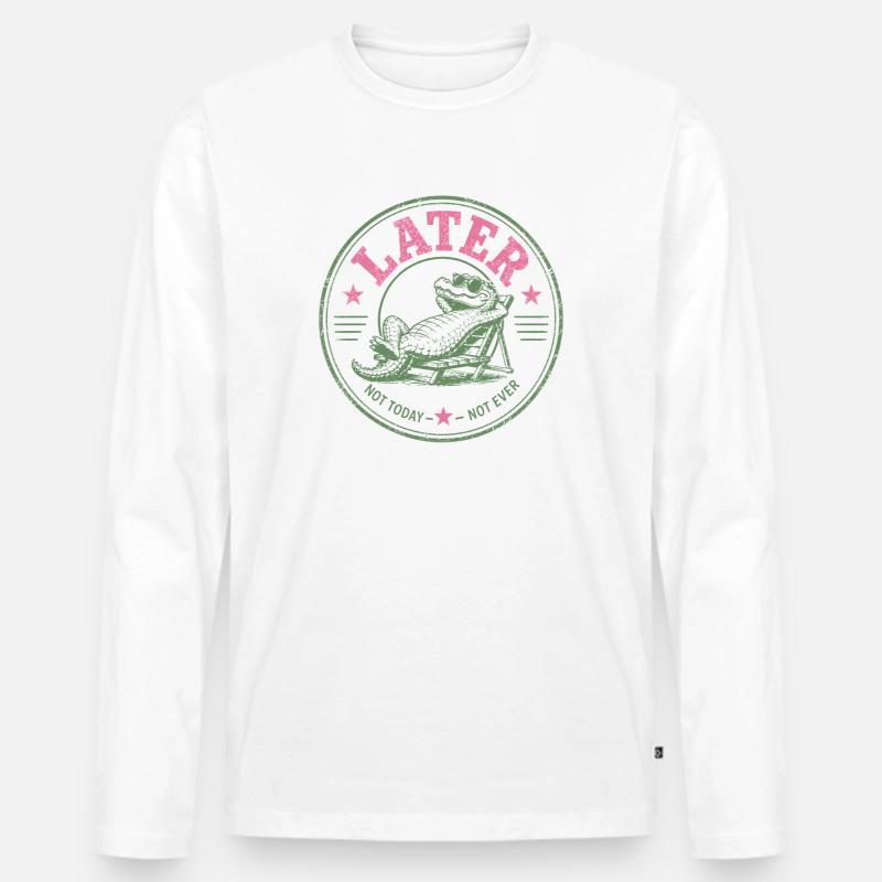 Aufschieberkrokodil Nie Heute - Männer Premium Bio Langarmshirt - Weiß