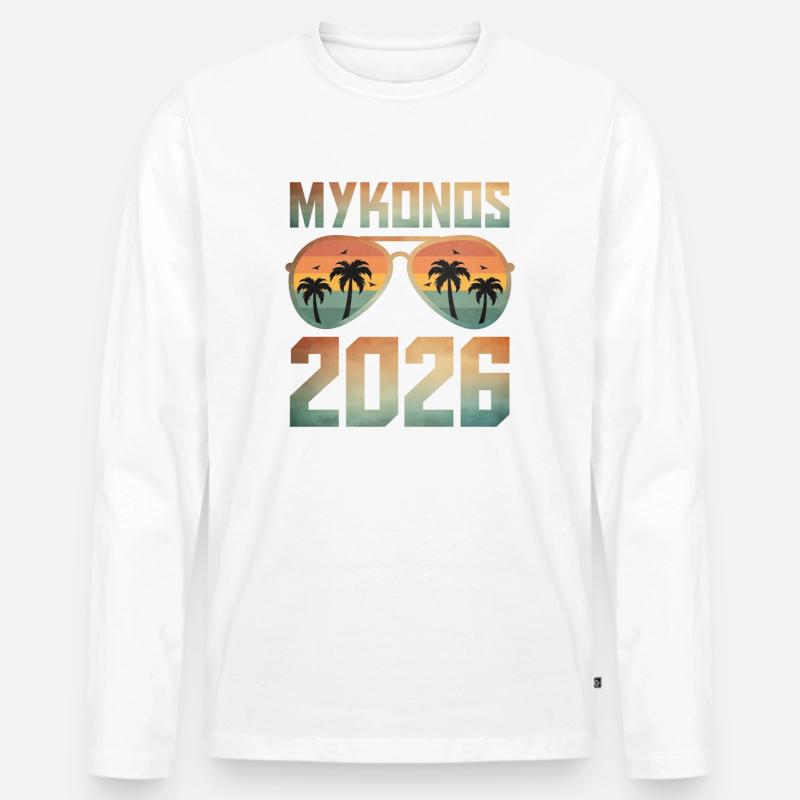 Mykonos 2026 - Männer Premium Bio Langarmshirt - Weiß