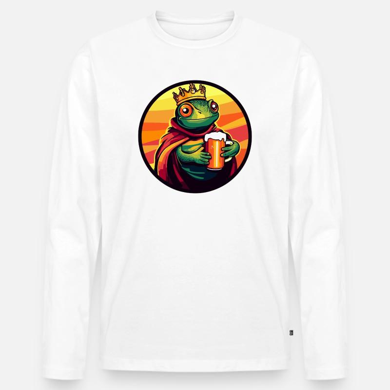 Chameleon Bier Lustig - Männer Premium Bio Langarmshirt - Weiß