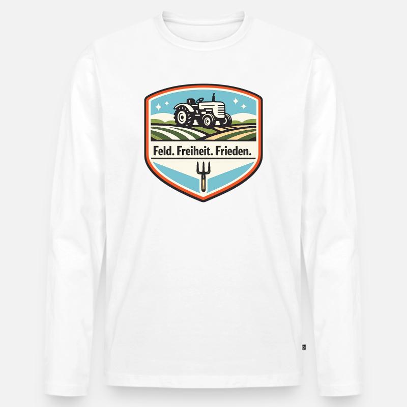 Feldfreiheit Frieden Traktor Patch - Männer Premium Bio Langarmshirt - Weiß