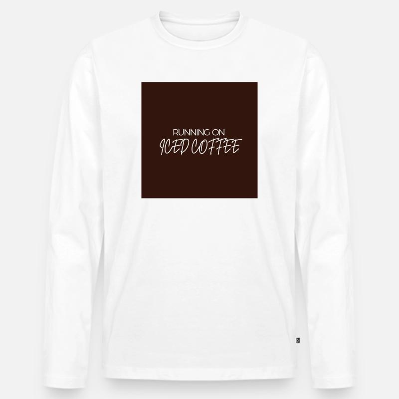 "LAUFEN AUF EISKAFFEE" Grafik-T-Design - Männer Premium Bio Langarmshirt - Weiß