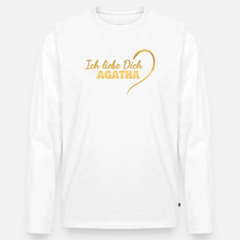 Agatha als Herz - Männer Premium Bio Langarmshirt - Weiß