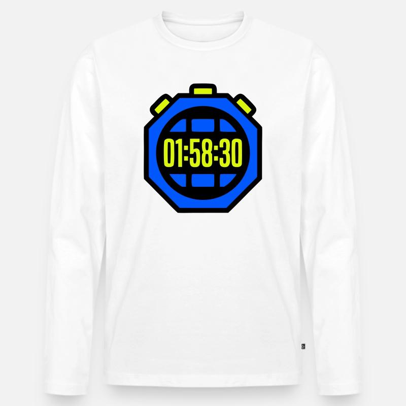 Stoppuhr Bestzeit Halbmarathon - Männer Premium Bio Langarmshirt - Weiß