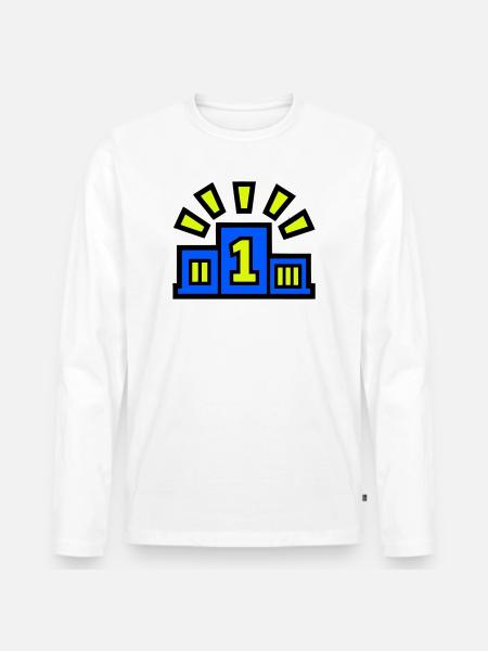 Winner Podium Place 1 Champion - Men's Premium Organic Long Sleeve Shirt - white
