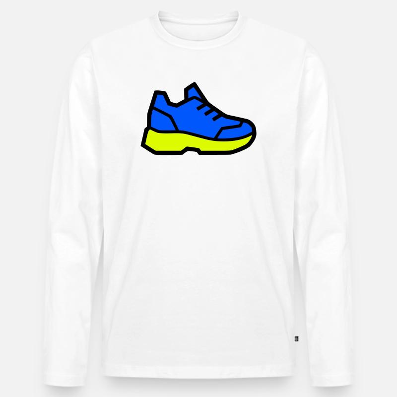 Moderner Laufschuh Sneaker - Männer Premium Bio Langarmshirt - Weiß