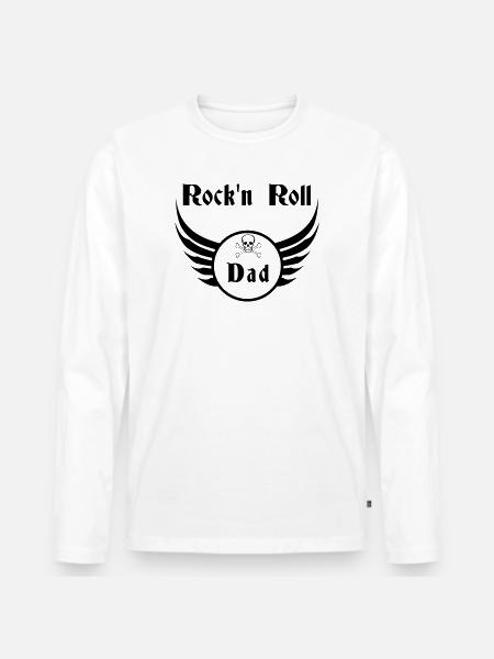 Dad Rock and Roll Skull Wings - Men's Premium Organic Long Sleeve Shirt - white