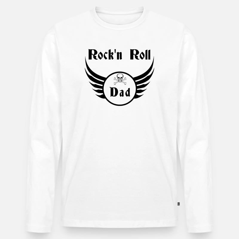 Dad Rock and Roll Skull Wings - Männer Premium Bio Langarmshirt - Weiß
