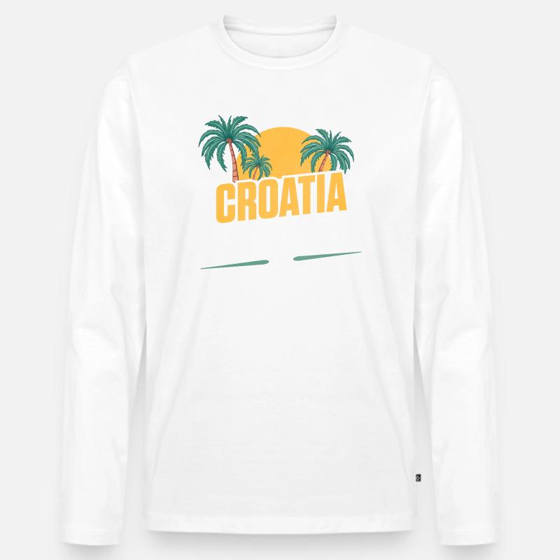 Croatia Party Crew - Männer Premium Bio Langarmshirt - Weiß