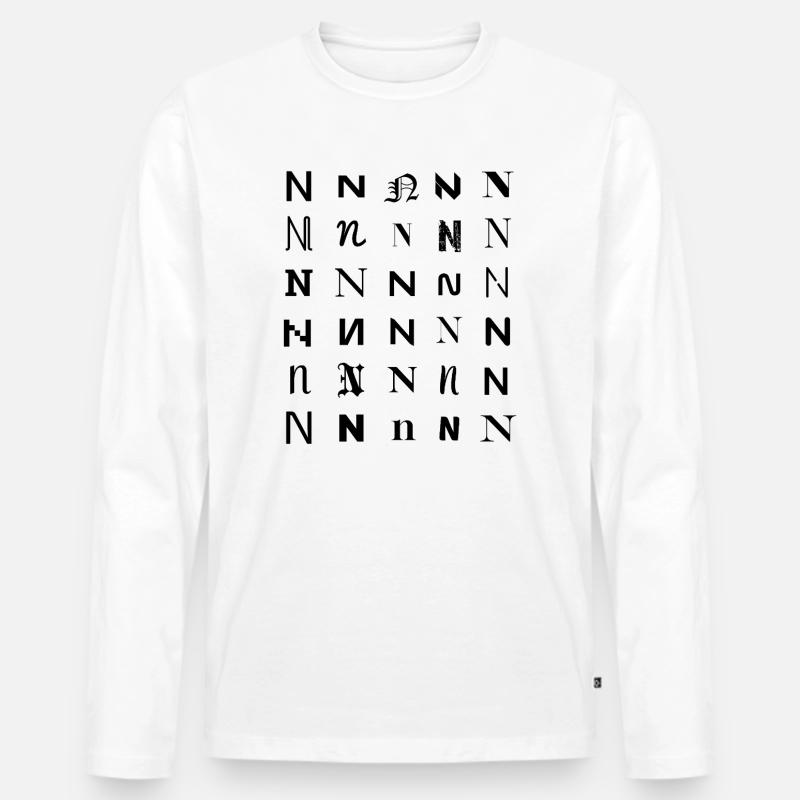 Typografie N Monogramm-Buchstabenmosaikdesign - Männer Premium Bio Langarmshirt - Weiß