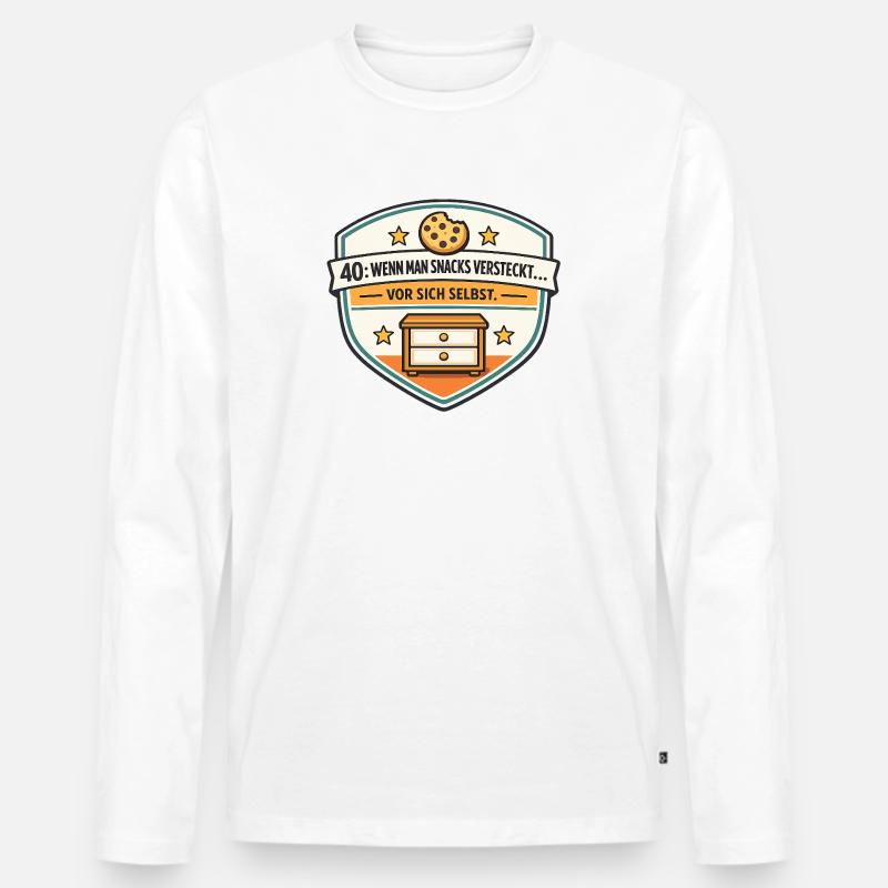 40er Snackversteck Badge - Männer Premium Bio Langarmshirt - Weiß