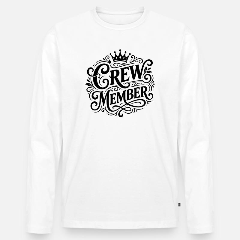 Crew Mitglied Krone - Männer Premium Bio Langarmshirt - Weiß