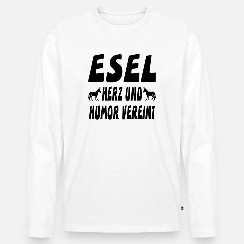 Esel - Männer Premium Bio Langarmshirt - Weiß