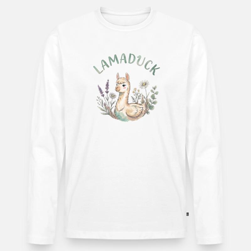 LamaDuck Original - Männer Premium Bio Langarmshirt - Weiß