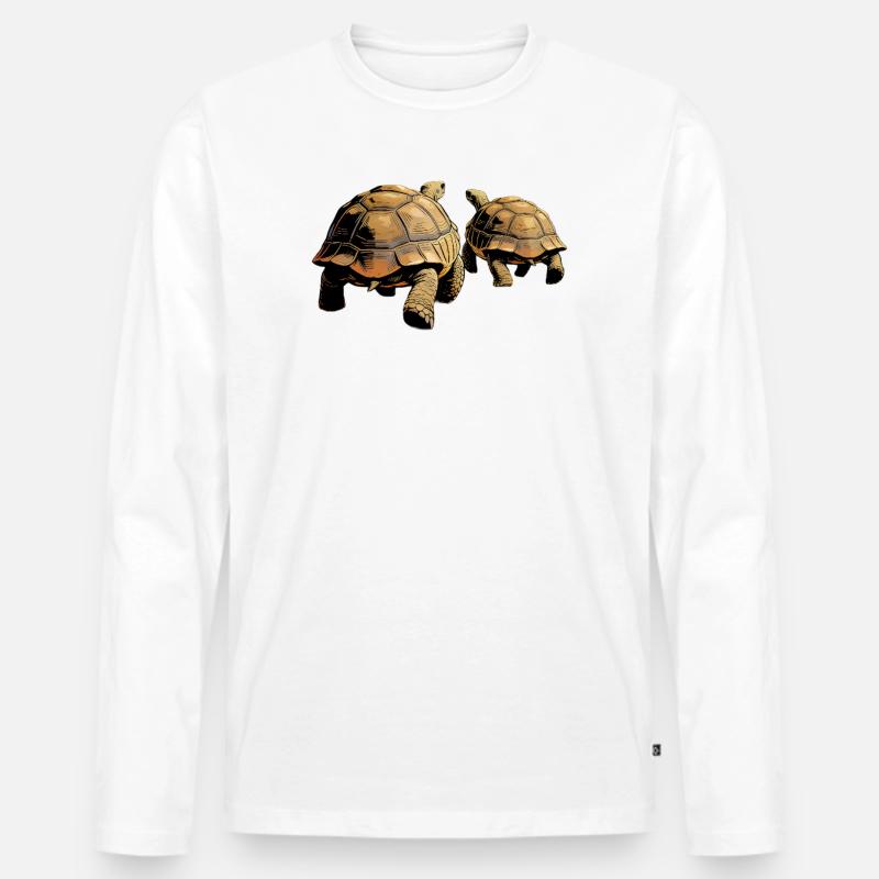 Duo Schildkröten im Abendlicht - Männer Premium Bio Langarmshirt - Weiß