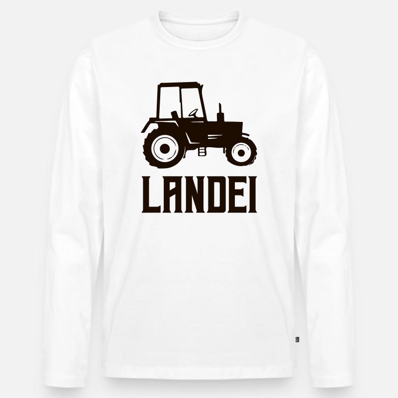 Traktor Silhouette Landei - Männer Premium Bio Langarmshirt - Weiß