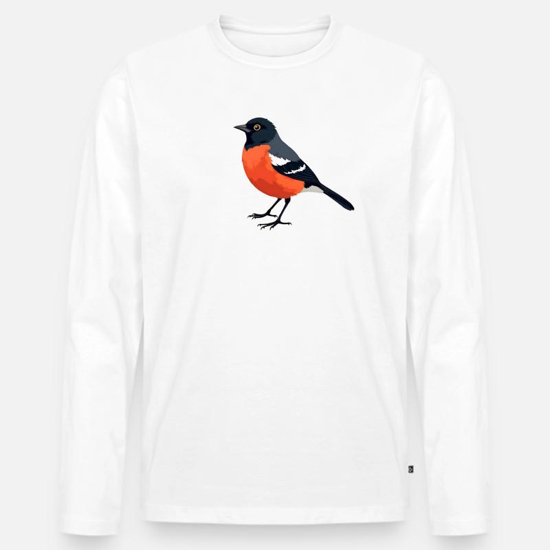 Gimpel Vogel - Männer Premium Bio Langarmshirt - Weiß