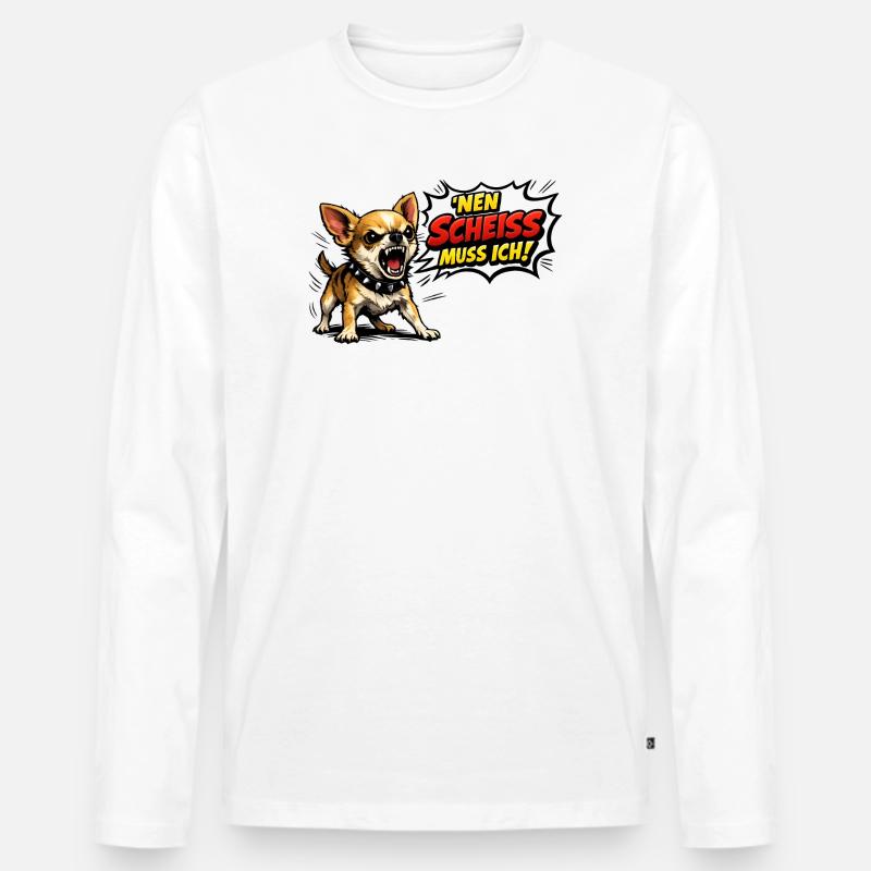 Nen scheiß muss ich - Männer Premium Bio Langarmshirt - Weiß